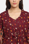 Secret Wish Cotton Full Length Nightdress - Maroon — thumbnail 4