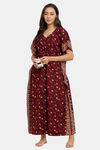 Secret Wish Cotton Full Length Nightdress - Maroon — thumbnail 5