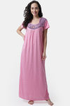 Secret Wish Knit Cotton Full Length Nightdress - Pink — thumbnail 1
