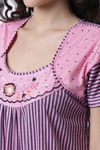 Secret Wish Knit Cotton Full Length Nightdress - Pink — thumbnail 5