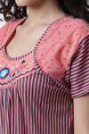 Secret Wish Knit Cotton Full Length Nightdress - Pink — thumbnail 5