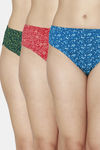 Fruit of the Loom Mid Rise Three-Fourth Coverage Bikini (Pack Of 3) - Blue Crimson Botonical Garden — thumbnail 1