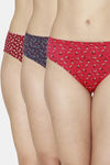 Fruit of the Loom Mid Rise Three-Fourth Coverage Bikini (Pack Of 3) - Love Potion Poseidon Red — thumbnail 1