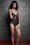 Zivame Lace Embellish Moderate Push Up Wired Sheer Mesh Teddy- Black — thumbnail 3