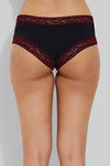 Zivame Soft Stretch Cotton Low Rise Cheeky Brief-Red N Black Printed Lace — thumbnail 2