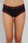 Zivame Soft Stretch Cotton Low Rise Cheeky Brief-Red N Black Printed Lace — thumbnail 4