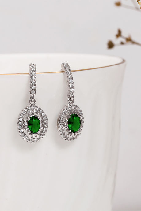 Giva 925 Sterling Silver Forest Green Drop Earrings — image 2
