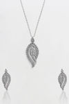 Giva 925 Sterling silver Silver Zircon Studded Leaf Set with Link Chain — thumbnail 2