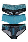 Zivame Abstract Print n Solid Panty (Pack of 3)- Blue — thumbnail 1