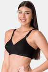 Komli Single Layered Non-Wired Full Coverage Minimiser Bra - Black — thumbnail 4