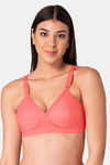 Komli Single Layered Non-Wired Full Coverage Minimiser Bra - Coral — thumbnail 1