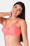 Komli Single Layered Non-Wired Full Coverage Minimiser Bra - Coral — thumbnail 3