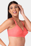 Komli Single Layered Non-Wired Full Coverage Minimiser Bra - Coral — thumbnail 4