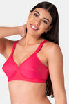 Komli Single Layered Non-Wired Full Coverage Minimiser Bra - Dark Pink — thumbnail 3