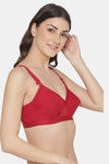 Komli Single Layered Non-Wired Full Coverage Minimiser Bra - Red — thumbnail 3