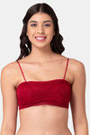 Komli Padded Non-Wired Demi Coverage Tube Bra - Maroon — thumbnail 1