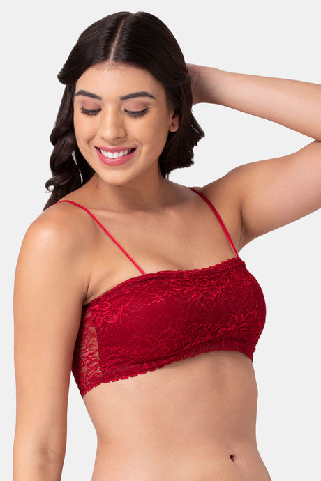Komli Padded Non-Wired Demi Coverage Tube Bra - Maroon — image 3