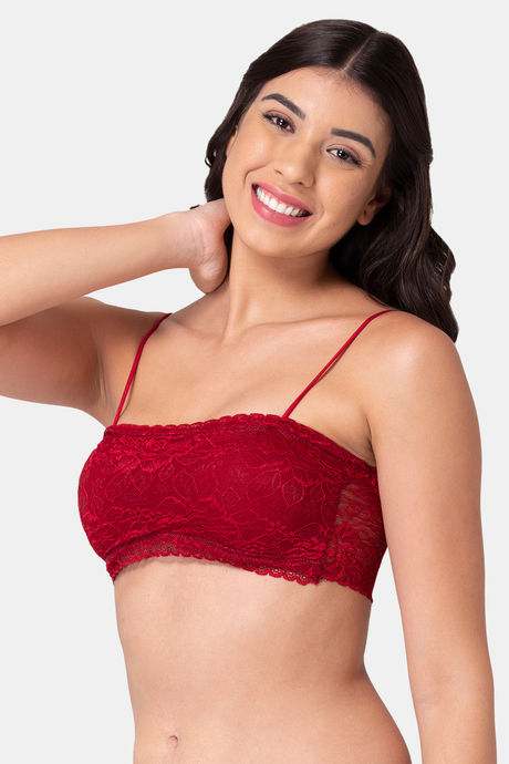 Komli Padded Non-Wired Demi Coverage Tube Bra - Maroon — image 4