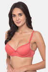 Komli Padded Regular Wired 3/4Th Coverage Super Support Bra - Coral — thumbnail 3
