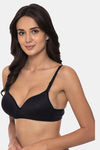 Komli Padded Non-Wired 3/4Th Coverage T-Shirt Bra - Black — thumbnail 3