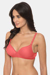 Komli Padded Non-Wired 3/4Th Coverage T-Shirt Bra - Coral — thumbnail 3