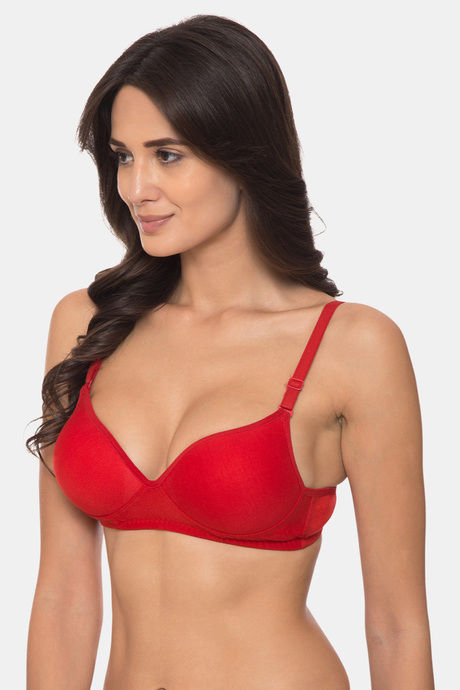 Komli Padded Non-Wired 3/4Th Coverage T-Shirt Bra - Red — image 4