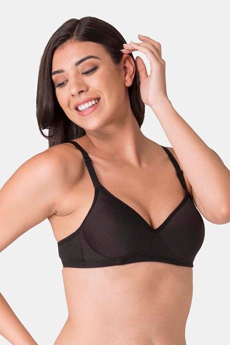 Komli Padded Non-Wired Full Coverage T-Shirt Bra - Black — image 4