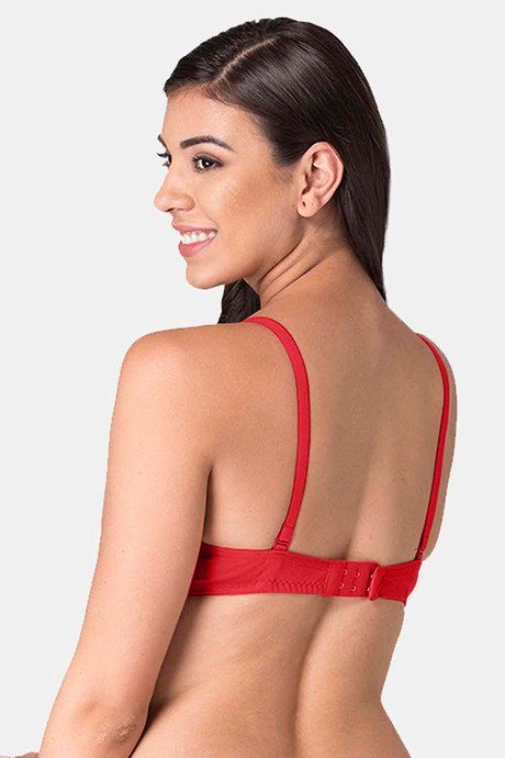 Komli Padded Non-Wired Full Coverage T-Shirt Bra - Red — image 2