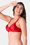 Komli Padded Non-Wired Full Coverage T-Shirt Bra - Red — thumbnail 3