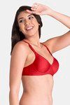 Komli Padded Non-Wired Full Coverage T-Shirt Bra - Red — thumbnail 4