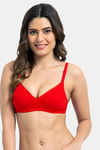 Komli Padded Non-Wired Full Coverage T-Shirt Bra - Red — thumbnail 1
