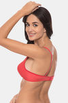 Komli Double Layered Non-Wired Medium Coverage T-Shirt Bra - Coral — thumbnail 4