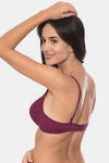Komli Double Layered Non-Wired Medium Coverage T-Shirt Bra - Magenta — thumbnail 4
