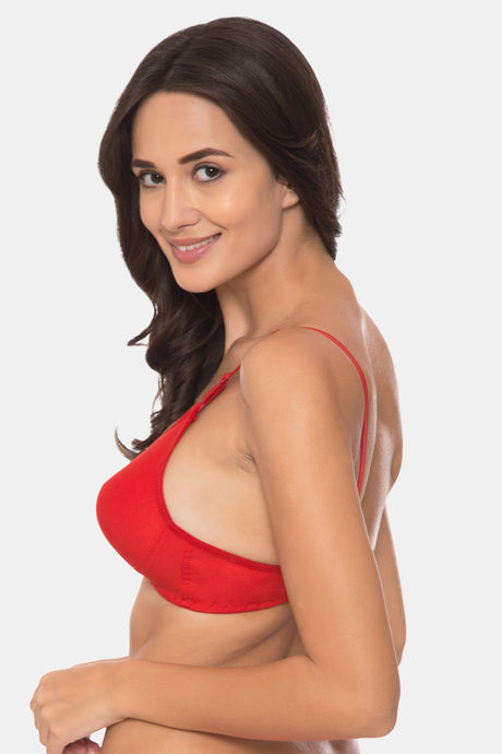 Komli Double Layered Non-Wired Full Coverage T-Shirt Bra - Red — image 4