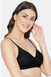 Komli Double Layered Non Wired Full Coverage Bra - Black — thumbnail 3