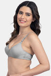 Komli Lightly Padded Non Wired Full Coverage Bra - Grey — thumbnail 4