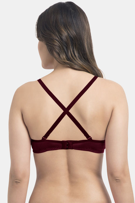 Komli Lightly Padded Non Wired Full Coverage Bra - Wine — image 3