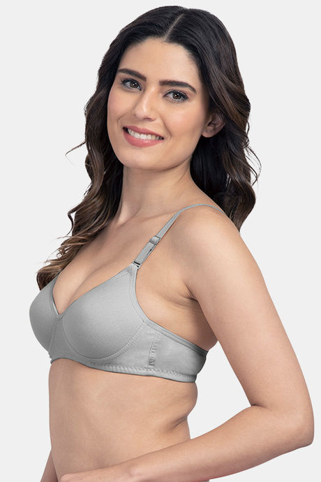 Komli Lightly Padded Non Wired Full Coverage Bra - Grey — image 4