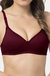 Komli Lightly Padded Non Wired Full Coverage Bra - Wine — thumbnail 6