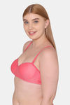 Komli Padded Non Wired Demi Coverage T-Shirt Bra - Coral — thumbnail 3