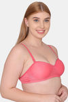 Komli Padded Non Wired Demi Coverage T-Shirt Bra - Coral — thumbnail 4