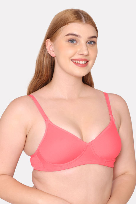 Komli Padded Non Wired Full Coverage T-Shirt Bra - Coral — image 3