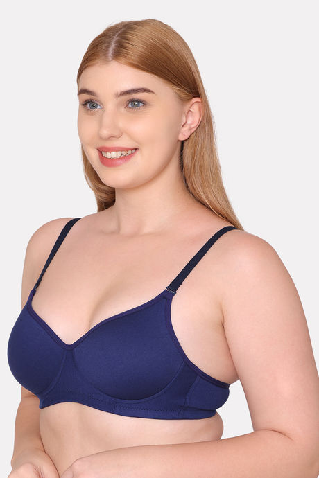 Komli Padded Non Wired Full Coverage T-Shirt Bra - Navy Blue — image 4