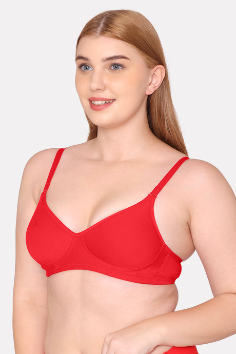Komli Padded Non Wired Full Coverage T-Shirt Bra - Red — image 4