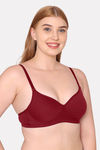 Komli Padded Non Wired Full Coverage T-Shirt Bra - Wine — thumbnail 3
