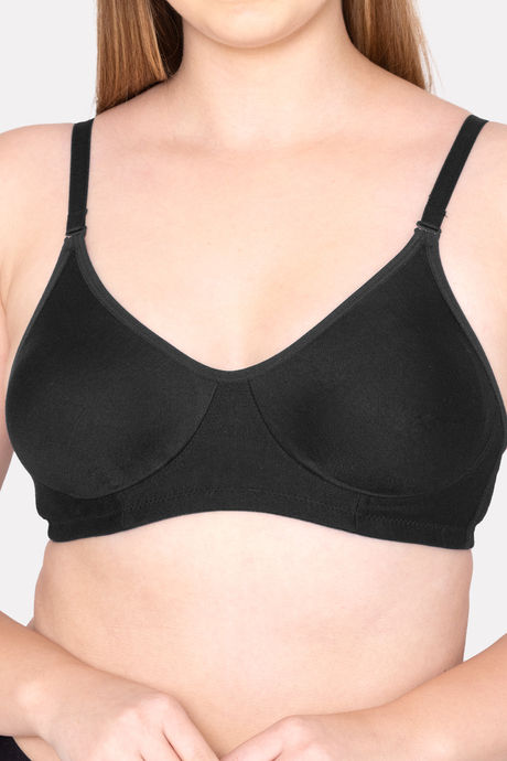 Komli Double Layered Non Wired Full Coverage T-Shirt Bra - Black — image 5