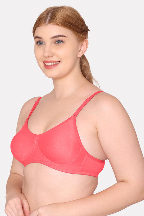 Komli Double Layered Non Wired Full Coverage T-Shirt Bra - Coral — image 3
