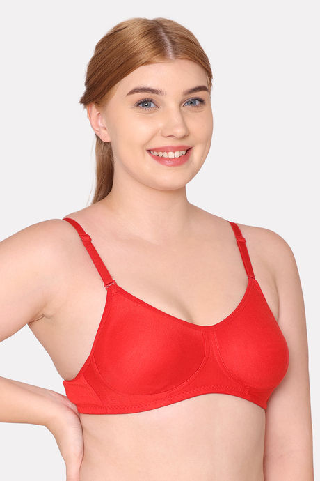 Komli Double Layered Non Wired Full Coverage T-Shirt Bra - Red — image 4