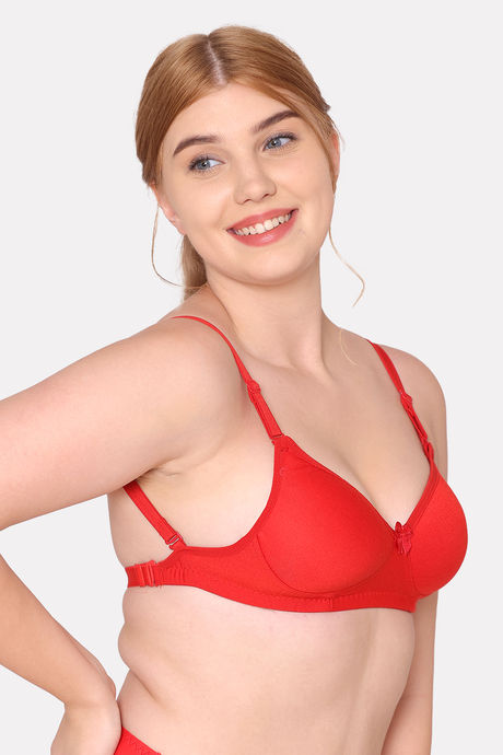 Komli Padded Non Wired Full Coverage Backless Bra - Red — image 4