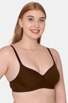 Komli Padded Non Wired Full Coverage T-Shirt Bra - Coffee — thumbnail 3